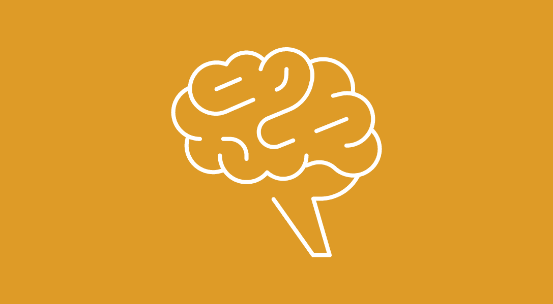 drawing of a brain on yellow background