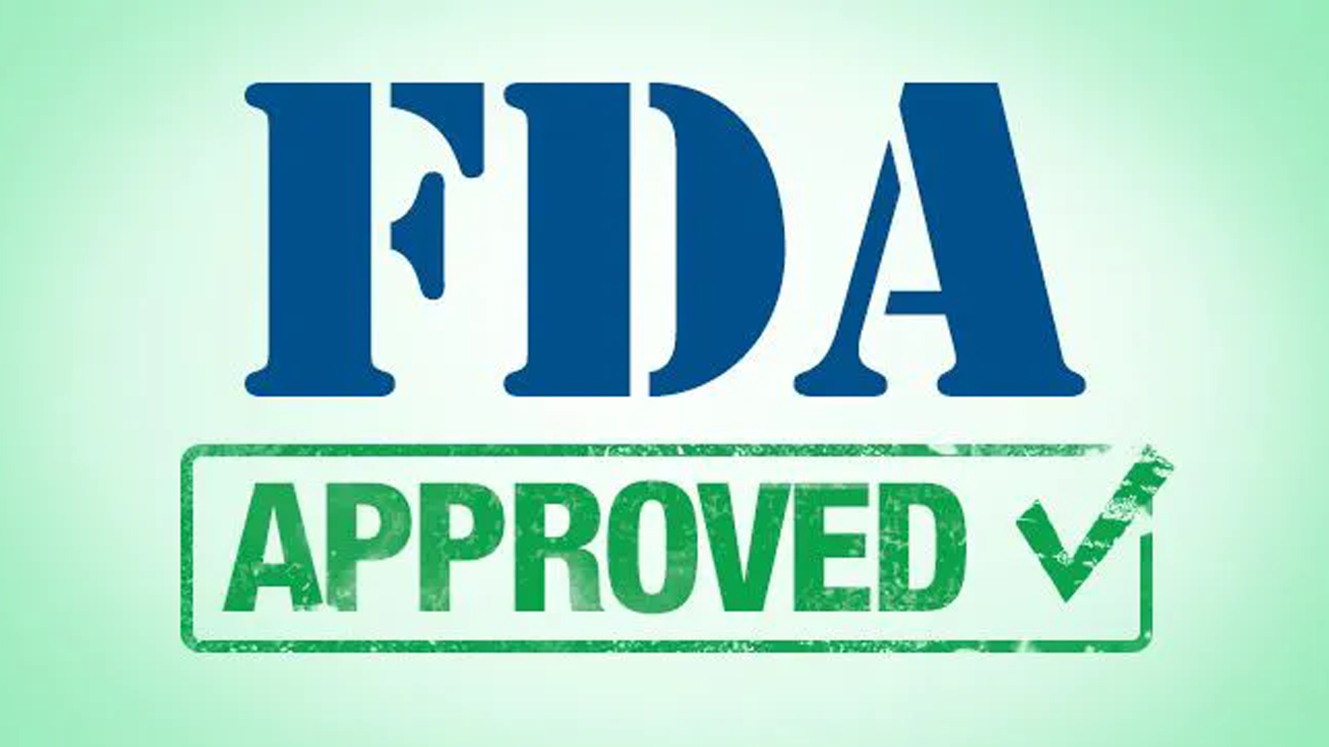 Image of FDA Approved in blue and green.